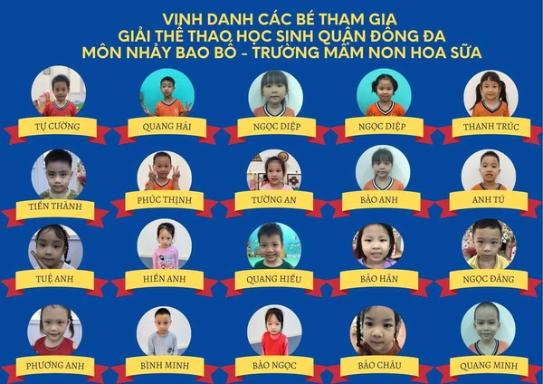 CÁC VẬN ĐỘNG VIÊN NHÍ TRƯỜNG MẦM NON HOA SỮA THAM GIA GIẢI THỂ THAO QUẬN ĐỐNG ĐA  NĂM HỌC 2024 -2025